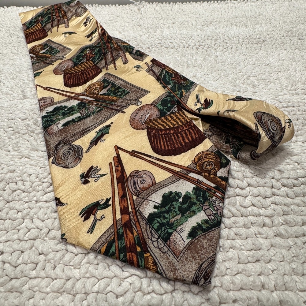 RAPHAEL ROMA‎ MILANO Tie Graphic Print Handmade 100% Silk Vintage Italy Art AOP